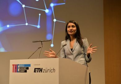 Saadia Zahidi speaks at the THE World Academic Summit