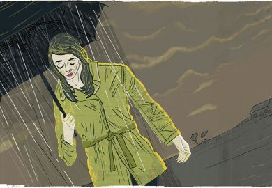 sad woman in the rain