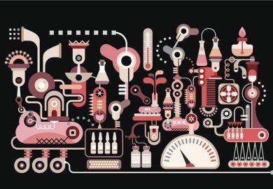 A graphic of a complex science experiment, symbolising FP10
