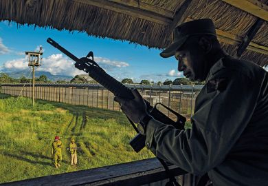Prison guard in Papua New Guinea Prison guard in Papua New Guinea to illustrate Demonstration brings jail and distress, not degree