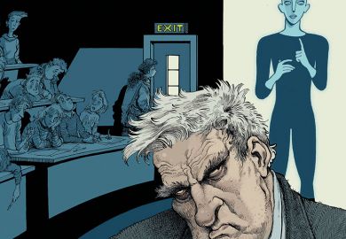 Illustration of professor and avatar