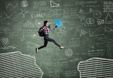 Student and blackboard Student in front of blackboard