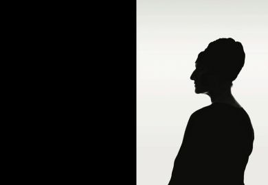 Silhouette of woman looking to the left