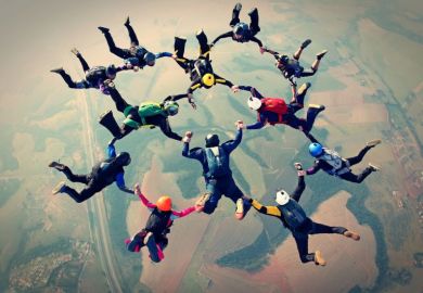 skydiving team collaboration cross-discipline