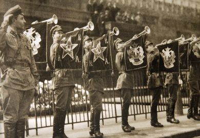 Soldiers performing fanfare, Red Square, Moscow, 1925