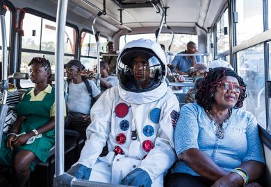 Astronaut on bus