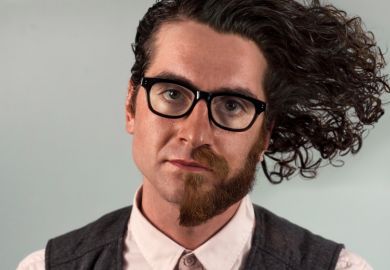 Split personality man with half beard shaved