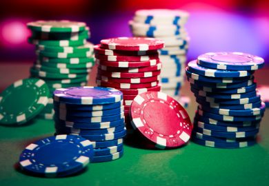 Macau is regarded as Asia's gambling hub, whose casinos featured in the James Bond film Skyfall Stacks of casino chips on table