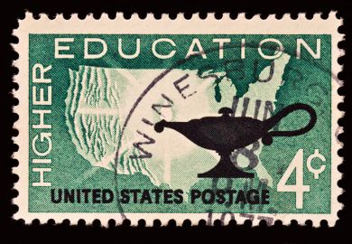 A US postage stamp issued in 1962 celebrating higher education