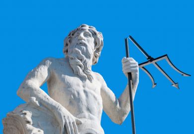 Statue of god with broken trident