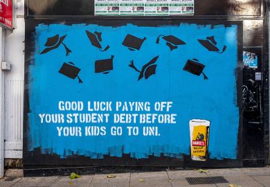 Student debt, loan repayment painted mural, Wolverhampton. It states "Good luck paying off your student debt before your kids go to uni". Student debt, loan repayment painted mural, Wolverhampton. It states "Good luck paying off your student debt before your kids go to uni".