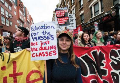 Student demonstrators during march, London, 2011