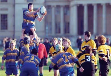Students playing rugby, Stowe School, Buckingham, England