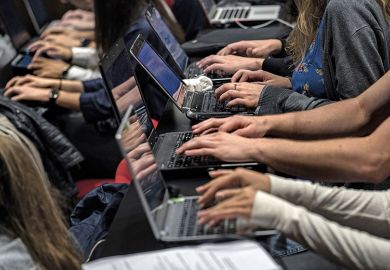 students use laptops