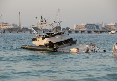 Sunken yacht near Dubai Marina Sunken yacht near Dubai Marina