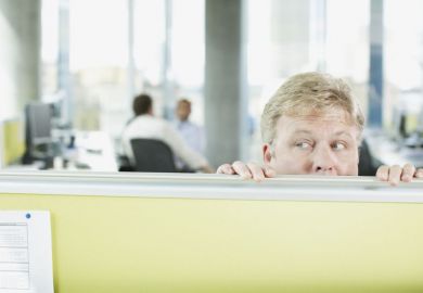 Suspicious man in an office