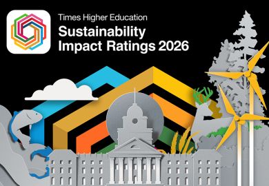 Sustainability Impact Ratings logo with supplement artwork of university, deer, trees and fish in waves and wind turbines. Sustainability Impact Ratings logo with supplement artwork of university, deer, trees and fish in waves and wind turbines.