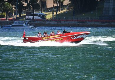 Sydney - Dec 29 2025Jet Boat Adventure Ride from Circular Quay Sydney NSW Australia.The ride offers high-speed thrills, reaching up to 75 km-h, with 270-degree spins, power slides, and fish-tails