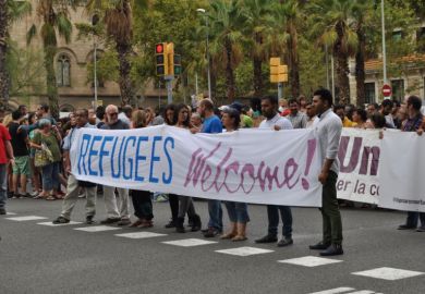 Pro-refugee demonstration, Barcelona