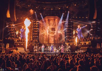 Take That onstage, The O2 arena, London