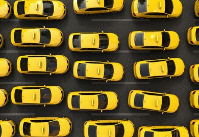 A jam of taxis all going in the same direction A jam of taxis all going in the same direction, symbolising conformity