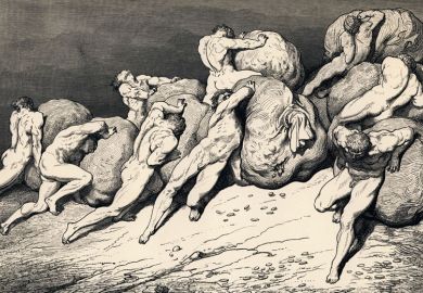 The Hoarders and Wasters illustration (1857), Divine Comedy, Dante Alighieri