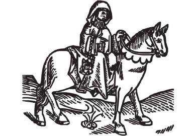 The prioress woodcut, Geoffrey Chaucer's The Canterbury Tales