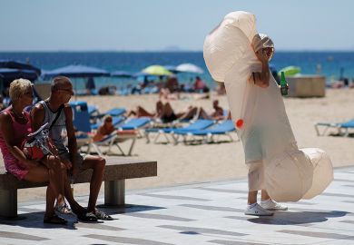 A man dressed as a penis