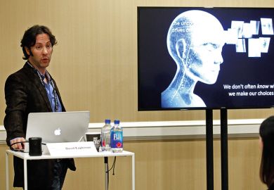 Neuroscientist David Eagleman gives a presentation