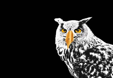 Owl with pen nib as beak