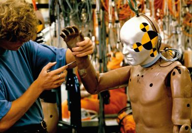 Mechanic making a dummy