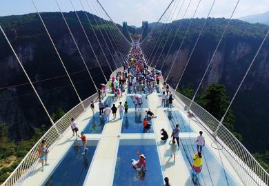 Glass-bottom bridge at Zhangjiajie Grand Canyon