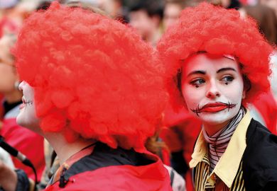 People dressed as clowns