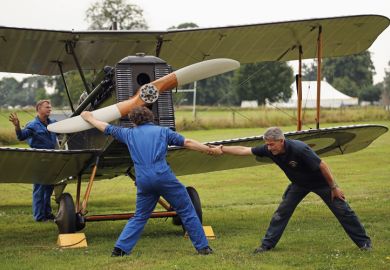 The SE5a is prepared for demonstration flight at 'The Shuttlesworth Collection' at Old Warden on July 21, 2014 in Biggleswade, England. The SE5a is prepared for demonstration flight at 'The Shuttlesworth Collection' at Old Warden on July 21, 2014 in Biggleswade, England.