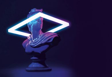 Statue with light around it