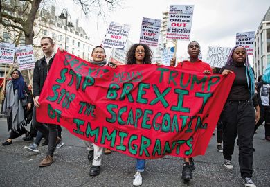 Students join anti-racist campaigners from groups including Movement for Justice to march through Central London