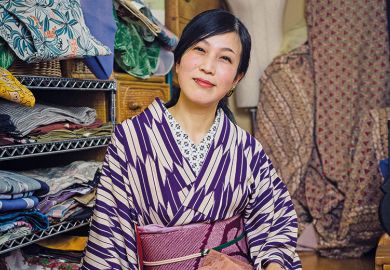 A woman wearing a kimono