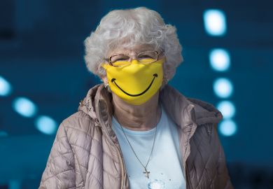 Elderly woman wearing mask Elderly woman wearing mask