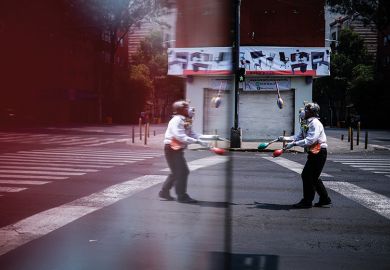 A juggler during the coronavirus pandemic
