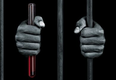 Prisoner holding bars and a test tube
