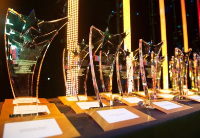 Times Higher Education Awards 2015 trophies
