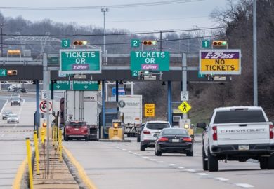 A toll plaza in Pennsylvania, symbolising university admissions.
