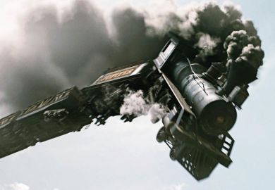Train crashing off tracks, The Lone Ranger, 2013 Train crashing off tracks, The Lone Ranger, 2013
