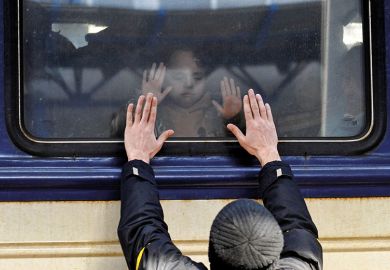 Goodbye at Kyiv central train station