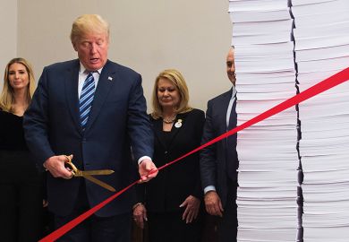 Former US president Donald Trump cutting ribbon Former US president Donald Trump cutting ribbon