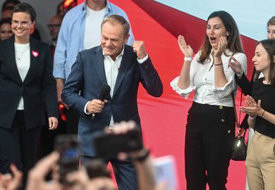 Donald Tusk celebrates election results