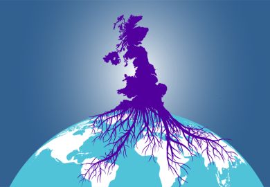 Roots from a map of the UK spreading over the globe. To illustrate that internationalisation has diversified since Brexit. Roots from a map of the UK spreading over the globe. To illustrate that internationalisation has diversified since Brexit.