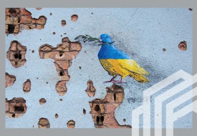 An artwork of the famous street artist Tvboy showing a peace dove is seen on a wall of the House of Culture, which was heavily damaged during Russia's attack on Ukraine, in the town of Irpin near Kyiv, Ukraine, 2 February, 2023. An artwork of the famous street artist Tvboy showing a peace dove is seen on a wall of the House of Culture, which was heavily damaged during Russia's attack on Ukraine, in the town of Irpin near Kyiv, Ukraine, 2 February, 2023.