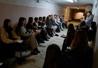 Students of Taras Shevchenko National University of Kyiv attend class in an underground shelter during an air raid alert on 3 March, 2025 in Kyiv, Ukraine Students of Taras Shevchenko National University of Kyiv attend class in an underground shelter during an air raid alert on 3 March, 2025 in Kyiv, Ukraine