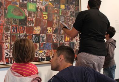 University of Essex, fathers and children viewing artwork